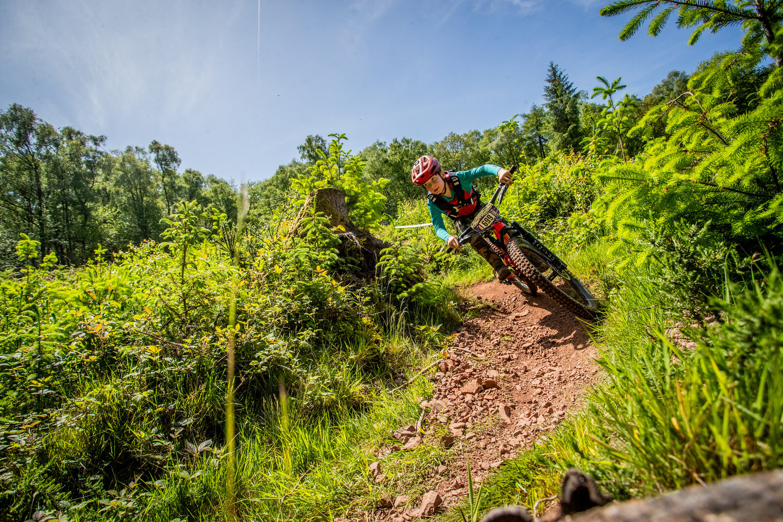 Wilfred riding a steep trail